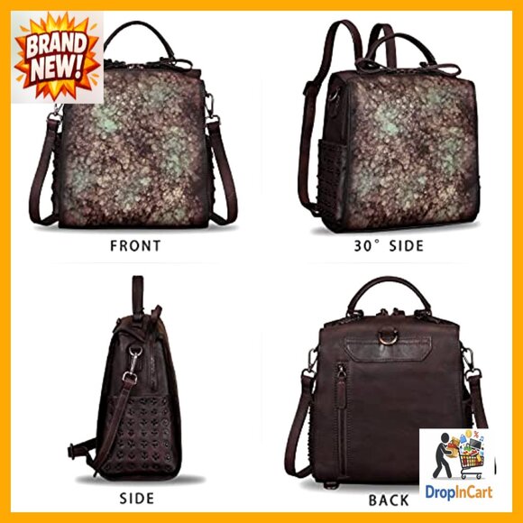 Genuine Leather Convertible Backpack Satchel Vintage Retro Daypack Adjustable main image 4